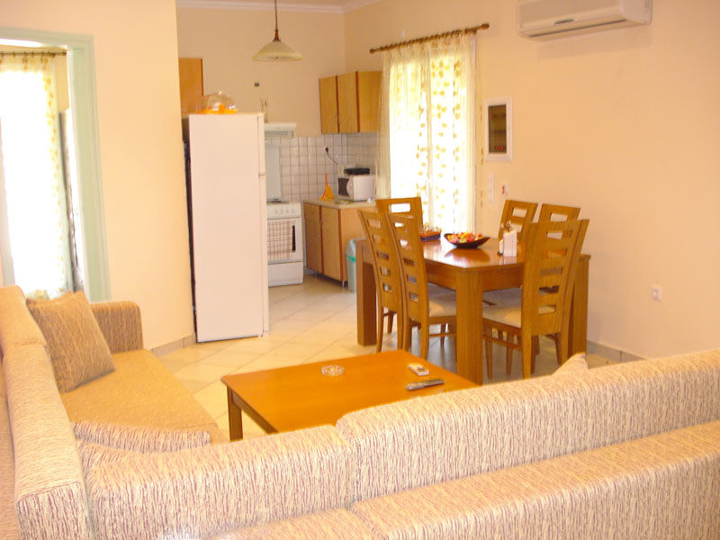 Open kitchen with dining area