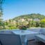 Bedroom terrace with land and sea views